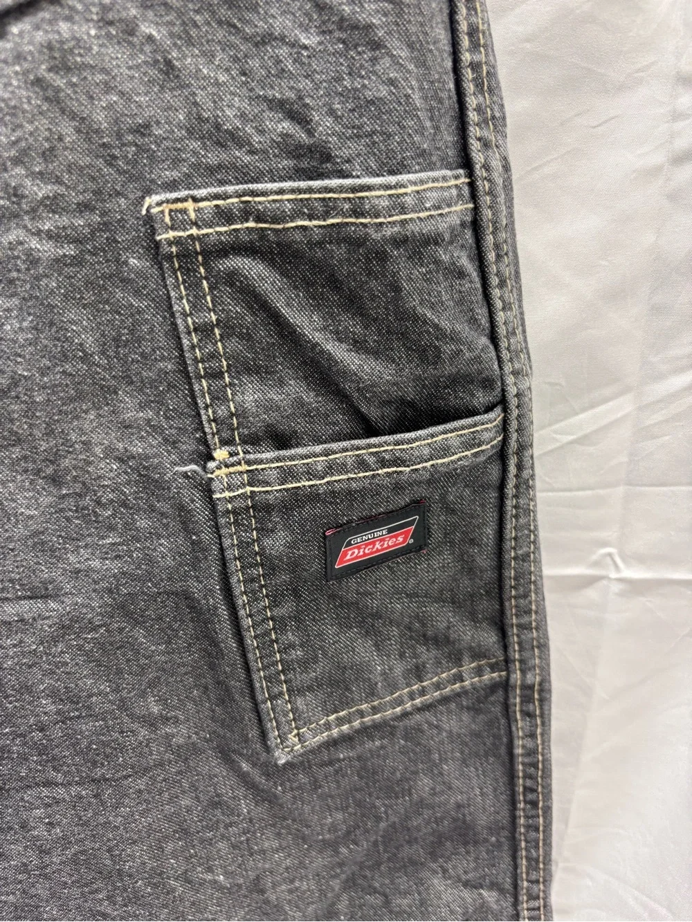 Dickies Sz 42 Mens Loose Baggy Black Denim Jean Shorts Grunge Skater Carpenter